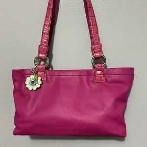 Brighton hot Pink Leather hobo Bag with floral liner